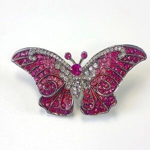 Pink crystal butterfly pin NEW